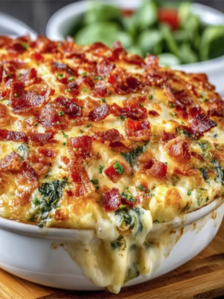 Cheesy Bacon Spinach Casserole First Image