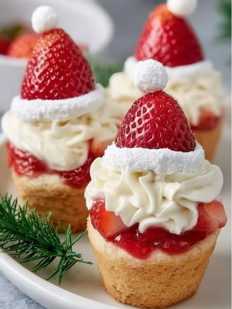 Strawberry Santa Hat Cupcakes First Image
