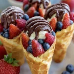 Chocolate-Dipped Berry Waffle Cones First Image