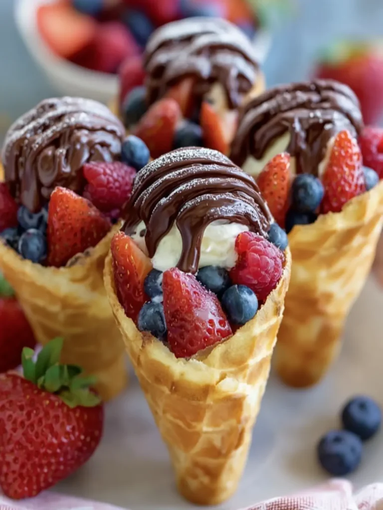 Chocolate-Dipped Berry Waffle Cones First Image