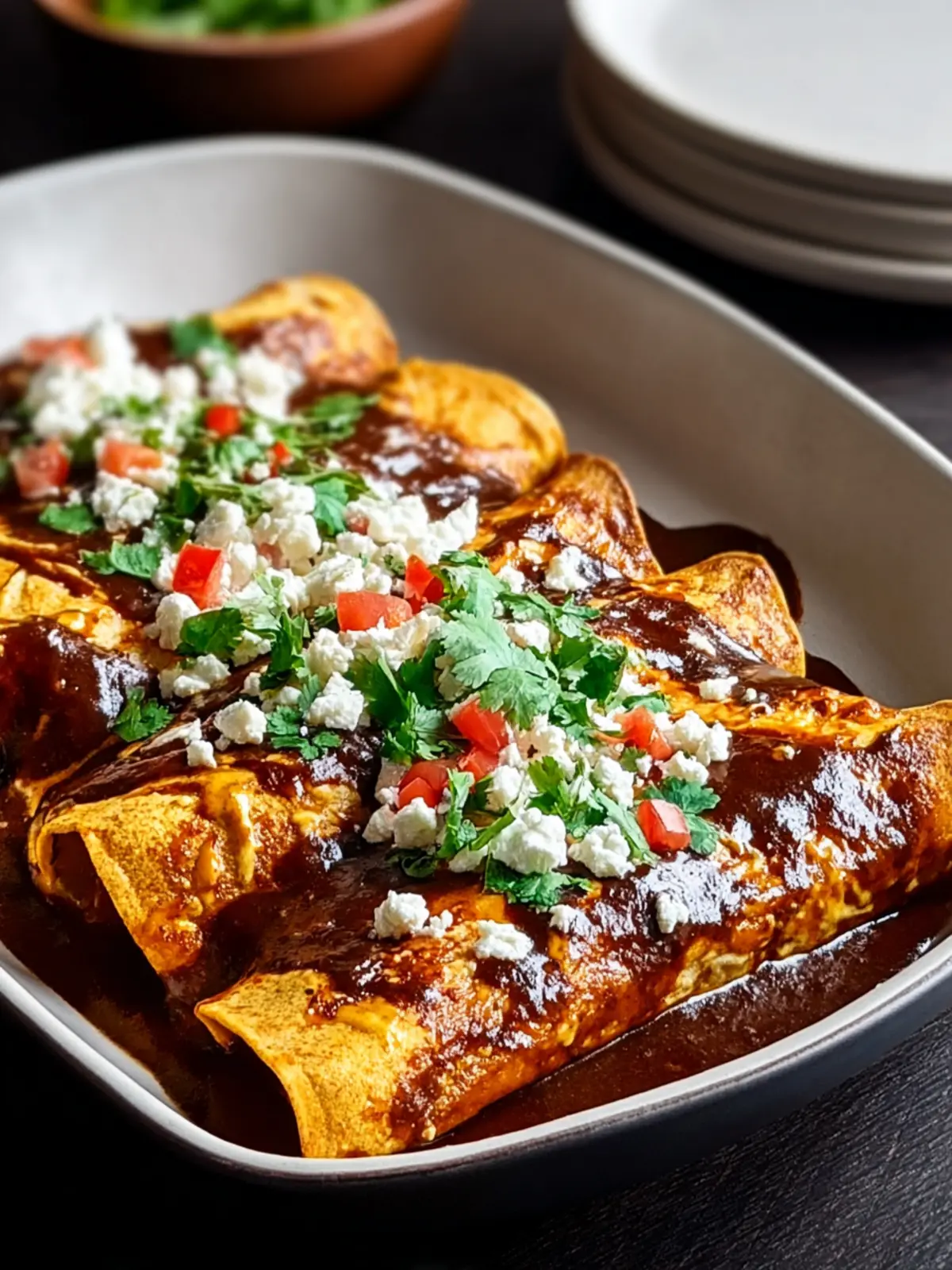 Irresistible Butternut Squash Enchiladas with Mole Sauce First Image