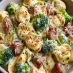 Garlic Parmesan Tortellini with Sausage and Broccoli First Image