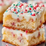 Festive Christmas Sprinkle Sugar Cookie Blondies Recipe First Image