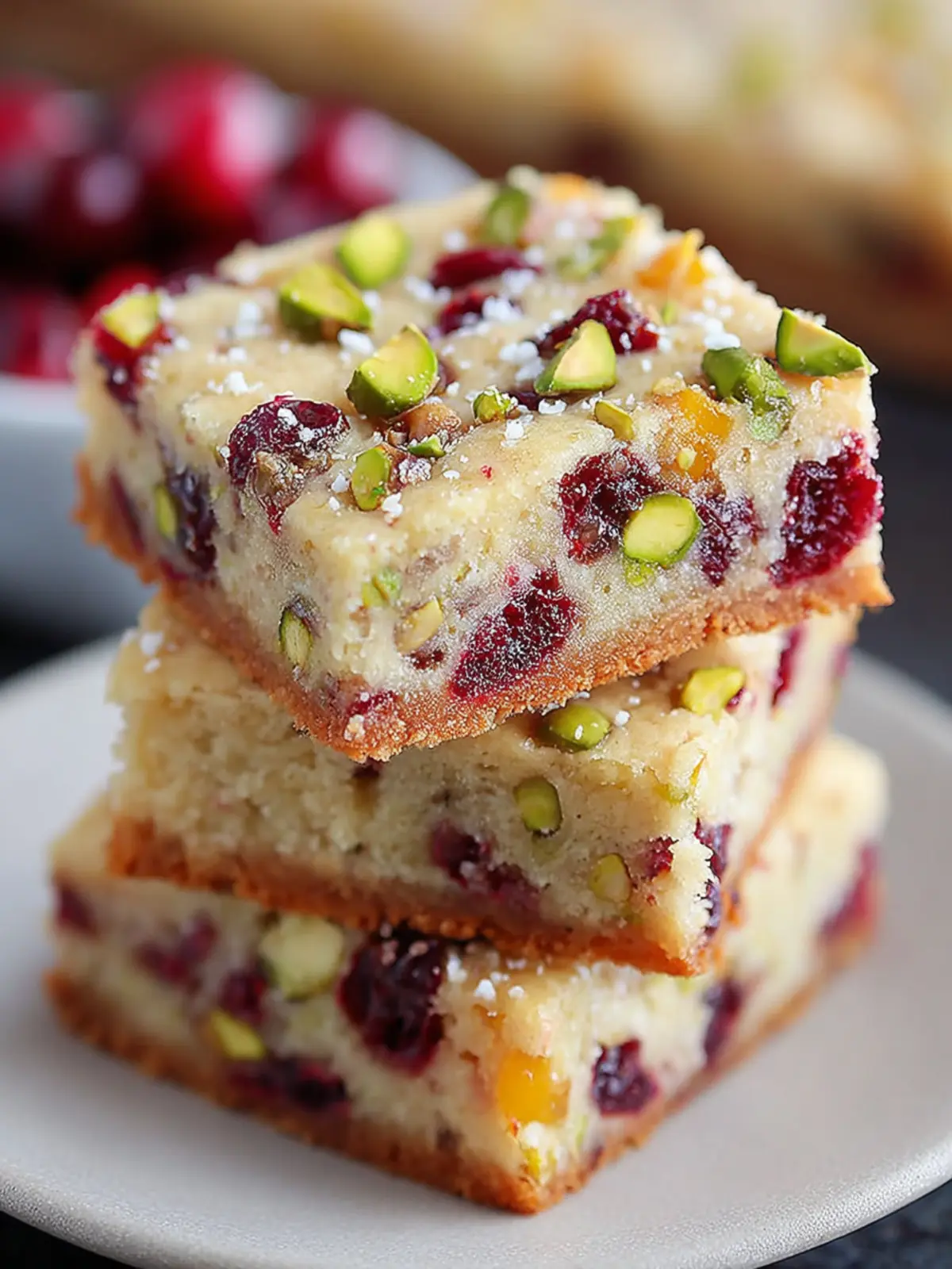 Irresistible Cranberry Pistachio Cookie Bars Recipe First Image