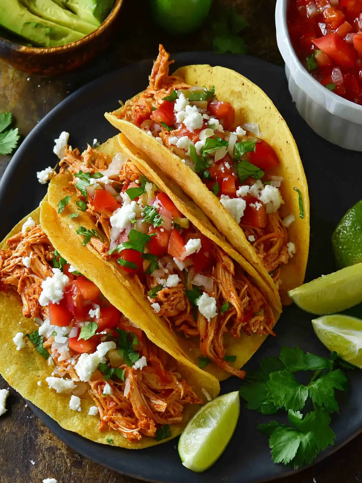 Slow Cooker Salsa Chicken Tacos First Image