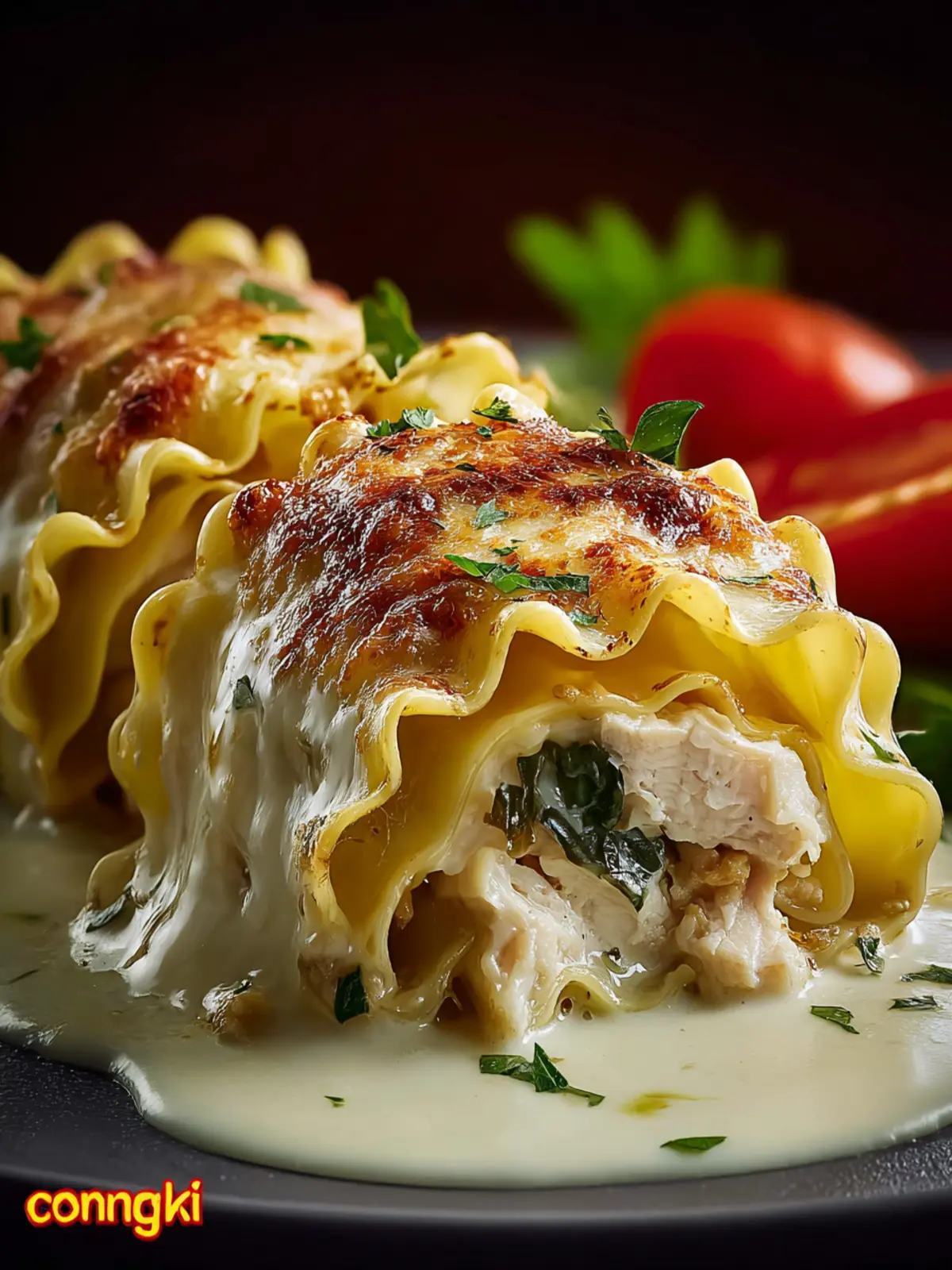 Easy Chicken Alfredo Lasagna Rolls First Image