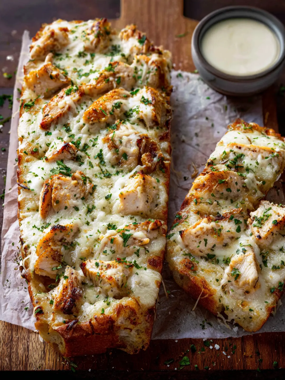 Chicken Alfredo Garlic Bread First Image