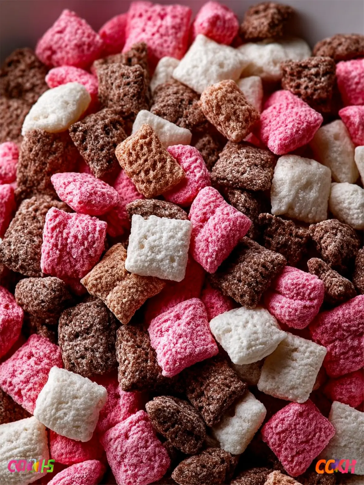 Sweet & Easy Neapolitan Puppy Chow Snack Mix First Image