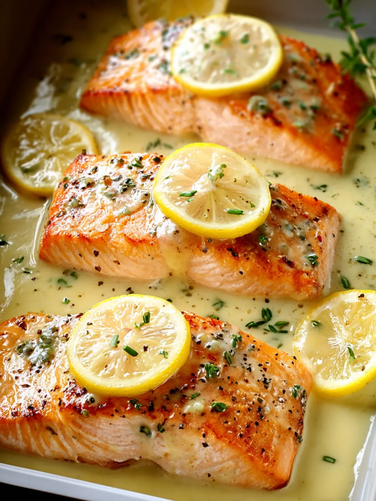 Irresistible Baked Salmon with Lemon Butter Cream Sauce First Image