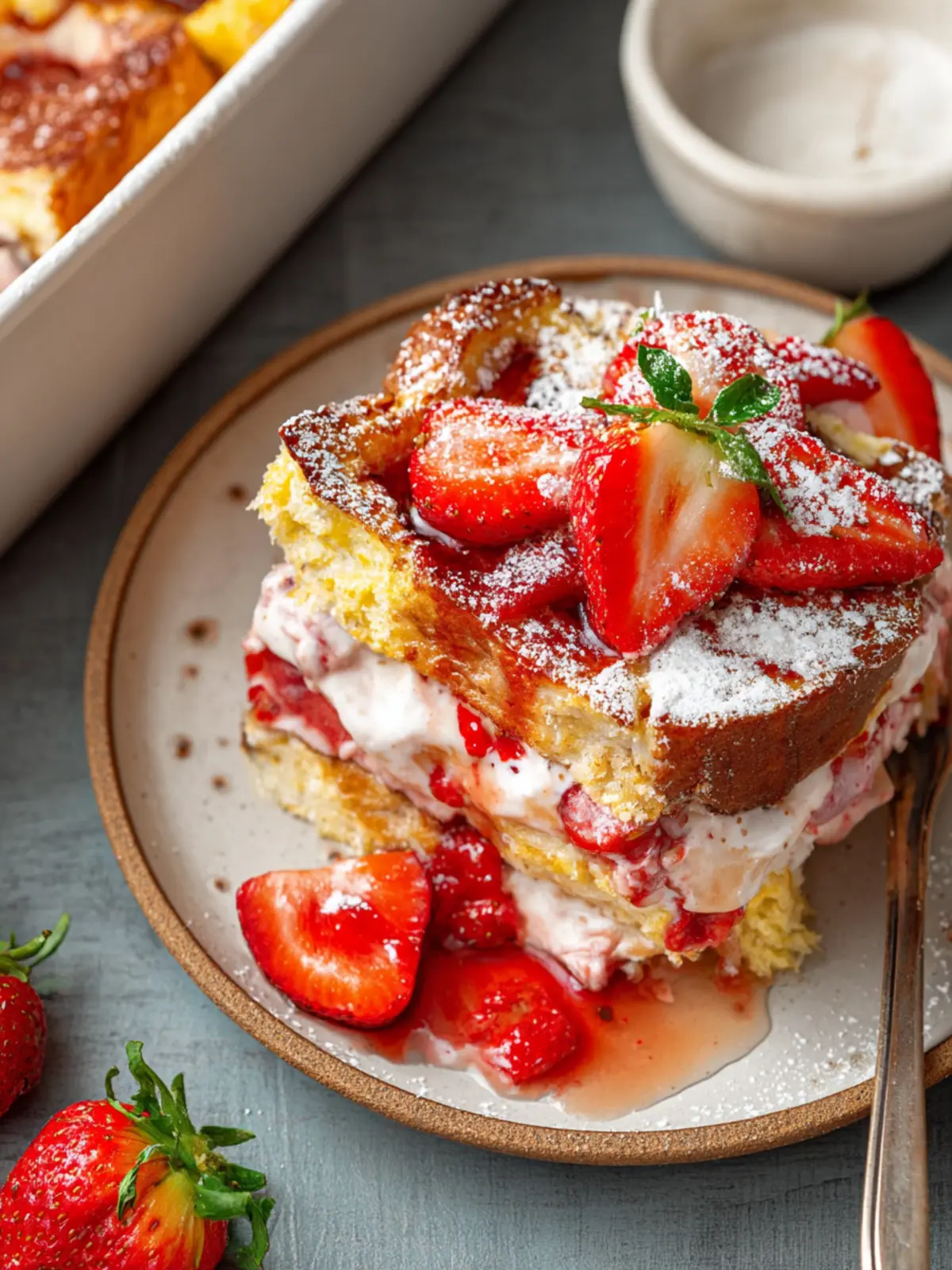 Overnight Strawberry Cream Cheese-Stuffed French Toast Casserole First Image