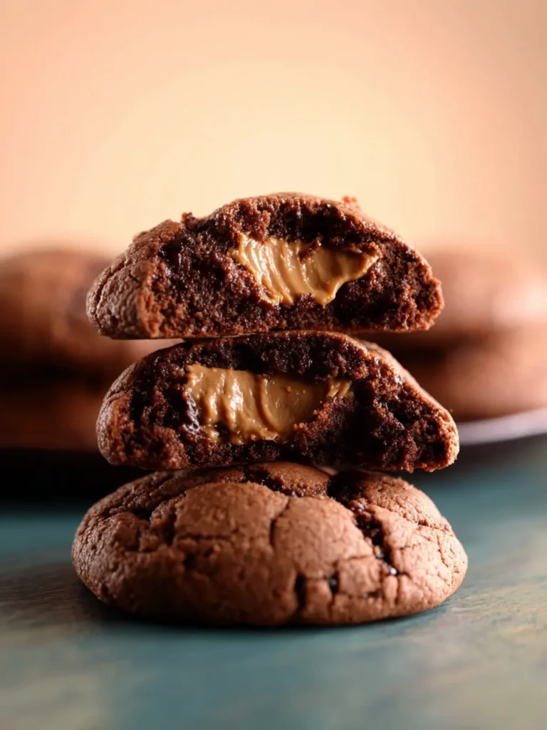 Peanut Butter Stuffed Chocolate Cookies First Image